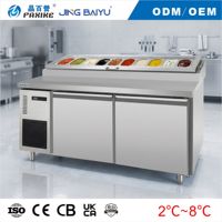 Meja Pizza TS-18 Dua Pintu Anti Beku dengan Kontrol Temperatur Digital, Pendingin Cepat untuk Salad Bar, Cocok untuk Industri Katering Pizzeria