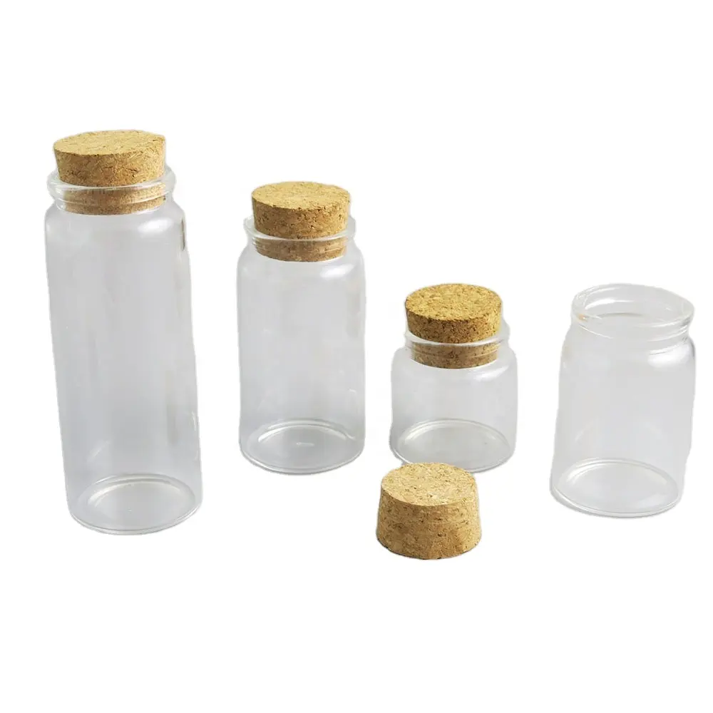 50ml 80ml 100ml 150ml Clear Glass Bottles Vials Jars with Cork Stopper Decor Storage Jars