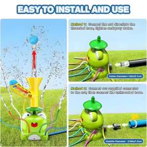 Jouets aquatiques 2-en-1 : Kits de pulvérisation grenouille avec jeu de <span class=keywords><strong>capture</strong></span> de balles et pulvérisation rotative – Jouets d'été pour jeux aquatiques en extérieur - Product Image 5