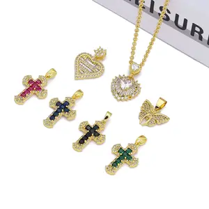 Jin Xiuxing Großhandelspreis 24 K Gold Schmuck Liebe Schmetterling Kreuz Anhänger Design Damen 24 K Gold plattiert Anhänger Halskette