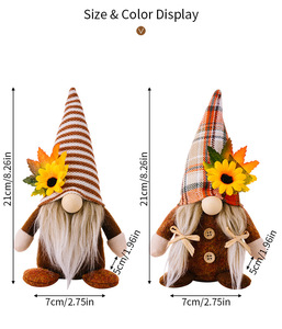 Decoraciones Hechas a Mano para el Día de Acción de Gracias, Decoraciones Otoñales para el Día de Acción de Gracias, Muñecos de Peluche de Duendecillos, Muñecos de Gnomos con Calabazas y Girasoles - Product Image 4