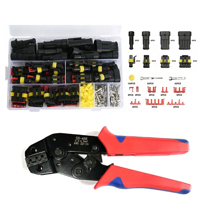 SN-48B ratcheting dây crimping plier crimper công cụ Kit với 352pcs không thấm nước ô tô dây kết nối