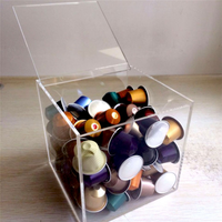 Clair Acrylique Café boîte acrylique avec couvercle capsule cube de rangement