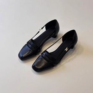 Sandales élégantes à talon bas et bout carré en cuir véritable avec bride arrière pour femme - Product Image 3