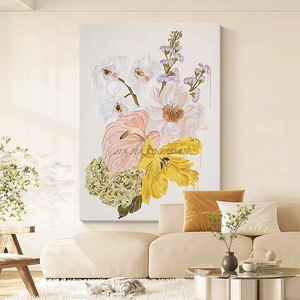 Hand Painted Floral Oil <b>Painting</b> Vertical Wall Art <b>For</b> Living Room Home Decor Minimalist Style Light Luxury Mural - Product Image 1