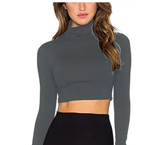 Các Nhà Sản Xuất Thể Thao Cắt Cúp Cao Cổ Tay Dài Crop Top Áo Co Giãn Mỏng Vừa Vặn Cho Phụ Nữ Quần Áo Tập Luyện