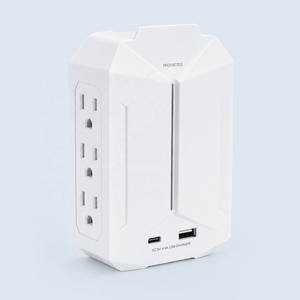 <span class=keywords><strong>Protector</strong></span> de Sobretensión para Enchufe de Pared con Diseño Angular Geométrico, 6 Tomas de Corriente, Puertos USB-A/USB-C Dobles, 15A, ABS, ETL, para el Hogar - Product Image 3