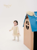 Robe longue pour bébé, blanche, formelle, col Peter Pan, à pois dorés, en mousseline de polyester, avec superposition en tulle, ourlet en dentelle, doublure en polaire, manches longues, coupe trapèze