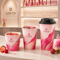 LOKYO Fabrikanten Gepersonaliseerde Custom logo Boba Bekers Wegwerp Koude Drankjes 22oz 16oz Papieren Bekers voor Chocolade met Deksel