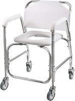 Chaise de douche roulante, fauteuil roulant, pour personnes âgées et handicapées, roues à verrouillage arrière, équipement de sécurité pour la salle de bain
