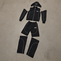 Fabricant de vêtements sur mesure OEM ODM : Survêtement technique en nylon pour homme avec bandes réfléchissantes, veste coupe-vent et pantalon large