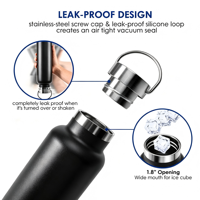 Bouteille d'eau isotherme à petite ouverture en acier inoxydable avec couvercle, gourde thermos écologique réutilisable pour le sport et l'école