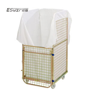 Wasserij Industrie Draagbare Duurzame Metalen Gegalvaniseerde Gaas Rollende Industriële Waskooi Trolley - Product Image 4