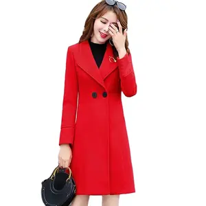 Оптовая продажа, шерстяное пальто, женский осенне-зимний кардиган средней длины, плюс размер, повседневное модное шерстяное пальто выше колена