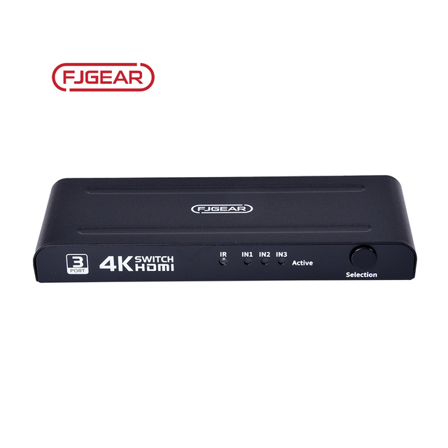4K301 Fjgear Hot Sales 3 Ports Hd Video Switcher 3840*2160/30Hz Selector Hdmi Kvm Switch Hdmi Switcher