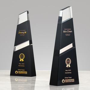 Trofeo de cristal transparente negro de recuerdo, trofeo de cristal negro personalizado, trofeo de premio 2017 - Product Image 3