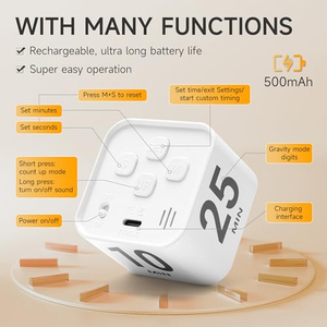 Minuteur intelligent Google Pomodoro Cube, minuteur visuel pour la productivité et l'étude, minuteur numérique à bascule pour enfants et cuisine - Product Image 5
