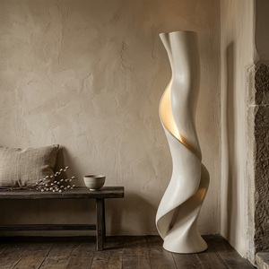 Abstract Twist Sculpture <b>Floor</b> <b>Vase</b> Modern Minimalist White Tall <b>Standing</b> <b>Vase</b> LED Wabi Sabi Decor for Warehouse Metal - Product Image 5