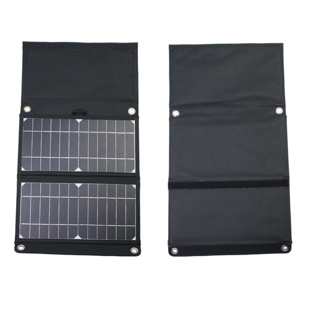 Portable 15W Solar Panel Charger with 2 USB Ports Foldable Phone Charger Compatible with Camping and Hiking for Mobile Phones