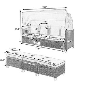 Ensemble de canapé de patio <span class=keywords><strong>TOPMAX</strong></span> en résine tressée anti-UV 4 pièces avec auvent rétractable, coussins et table relevable - Marron - Product Image 6