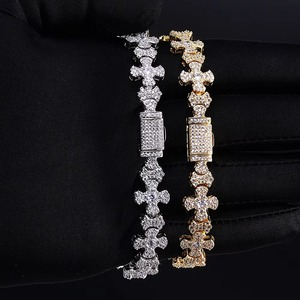Bracelets à maillons croisés en Moissanite VVS de qualité supérieure pour la vente en gros B2B, en Argent S925, entièrement sertis de pierres, personnalisables, style Hip Hop, Fournisseur d'usine - Product Image 4