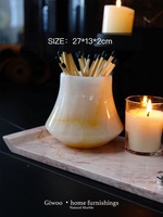 Stonekocc lumière luxe naturel marbre bijoux stockage rose pierre plateau hôtel maison ornements décoratifs objet