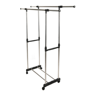 Stendibiancheria Regolabile a Due Pali in Acciaio Inox con Rotelle - Product Image 4