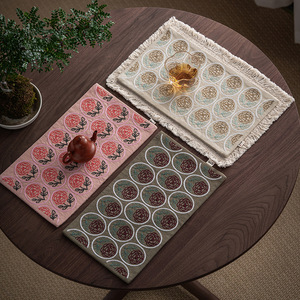 Hand Embroidered Rose Tea Mat Waterproof Heat Insulating Table Runner For Tea Ceremony Accessories Dehua Origin First Class - Product Image 2