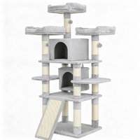 Arbre à chat multi-niveaux moderne en bois et sisal, avec griffoir en peluche, vente en gros du fabricant