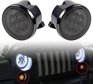 ไฟเลี้ยว LED สีเหลืองอำพันแบบรมควันด้านหน้า ใช้ได้กับรถ Wrangler JK JKU ปี 2007-2017 - Product Image 5