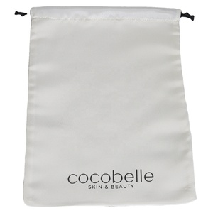 Pochette à cordon en satin blanc pour cosmétiques, soins de la peau et perruques, personnalisable, sac d'emballage en satin doux avec cordon de serrage, vente en gros - Product Image 4
