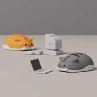 Akko Mouse nirkabel untuk PC, Mouse optik nirkabel tema kucing, Mouse komputer untuk PC