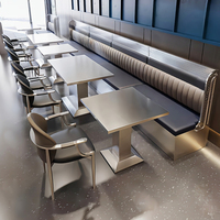 Tables et chaises de restaurant minimalistes en acier inoxydable pour hôtels, restaurants, cafés, boucheries, ateliers