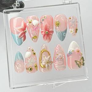 <span class=keywords><strong>Faux</strong></span> ongles de fleur papillon faits à la main <span class=keywords><strong>pour</strong></span> filles en stock ongles fabriqués à la main 3D ongles d'art ongles artificiels portables - Product Image 5