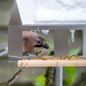 Mangeoire à oiseaux sur pied JH-Mech personnalisée, grande capacité, alimentation ouverte, résistante à la rouille, en forme de <span class=keywords><strong>maison</strong></span>, en acier galvanisé - Product Image 3