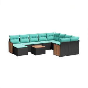 Set Divano da Esterno in Polyrattan Nero con Cuscini, 9 Posti, Design Contemporaneo, Stile Moderno - Product Image 1