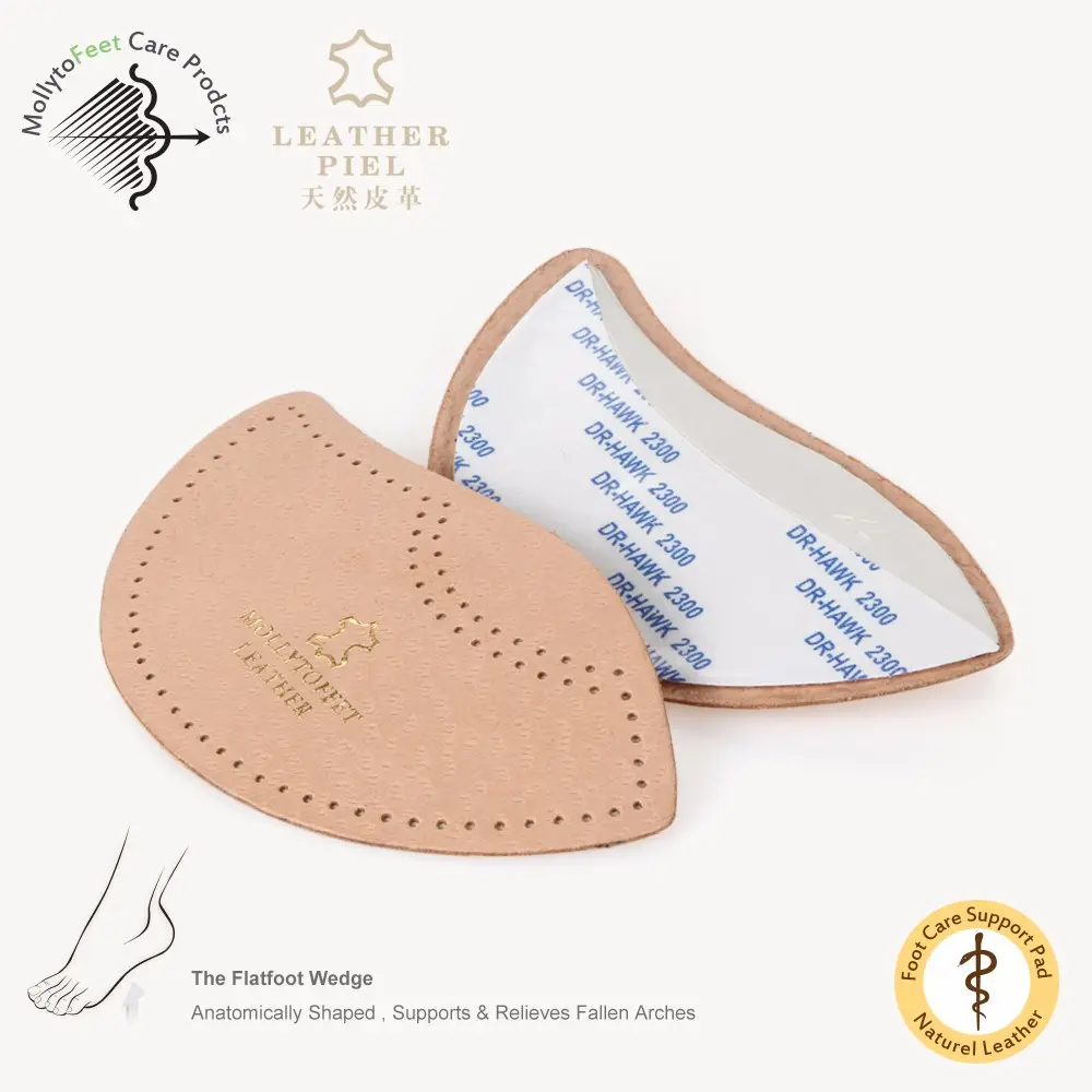 Mollyto foot care Pads For Flat Foot Plantar Fasciitis Genuine Leather material Orthotic Arch Support shoe insoles