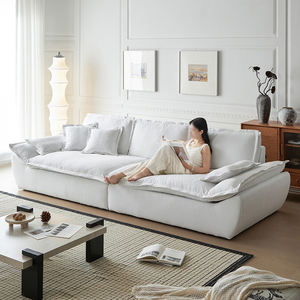 Juego de Sofás de Plumas Transpirable de Tela de Algodón y Lino Nórdico Desmontable y Lavable para Sala de Estar Apartamento y Villa - Product Image 1