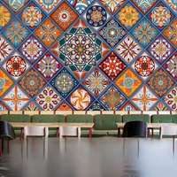 Papier peint mural personnalisé en 3D avec motif mandala marocain, imperméable, pour la décoration de restaurants et de salles de bain