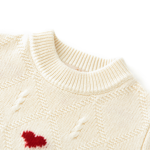Maglione da ragazza Jacquard con cuore caldo caldo e in lana 100% personalizzata per l'inverno - Product Image 2