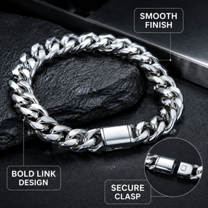 Pulsera de eslabones cubanos pulidos a espejo gruesos para hombre, estilo punk, de acero inoxidable 316L, oro y plata, impermeable, con cierre a presión, llamativa. - Product Image 4