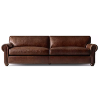 Canapé convertible classique rétro pour salon, ensemble de canapés sectionnels de luxe en cuir, avec accoudoirs roulés en cuir, pour hôtel et maison