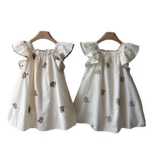 فستان صيفي 2026 من القطن الخالص مطرز بأكمام طائرة للفتيات الصغيرات، فستان أميرة صيفي بأكمام قصيرة - Product Image 4