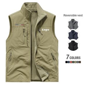 Veste en laine coupe-vent à col montant pour homme, mode hiver, avec logo personnalisé, décontractée, pour l'extérieur, grande taille, sans manches, chaude - Product Image 3