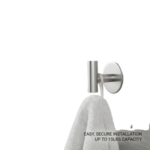 Porte-serviettes mural en acier inoxydable, design minimaliste rond, résistant à la rouille, pour salle de bain, capacité jusqu'à 15 lb - Product Image 1