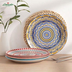 Assiette creuse ou peu profonde LOMATO en porcelaine écologique, émaillée, peinte à la main, style bohème, émaillage coloré, 7,5 et 10,5 pouces - Product Image 5