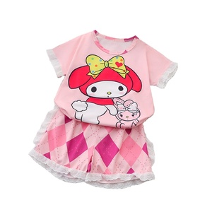 Set <span class=keywords><strong>pigiama</strong></span> <span class=keywords><strong>estivo</strong></span> da ragazza Shorts a maniche corte nuovo stile cotone due pezzi pigiami per bambini Set di <span class=keywords><strong>pigiama</strong></span> per bambini con stampa di cartoni animati - Product Image 1