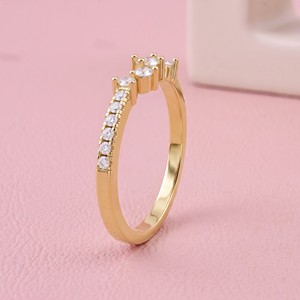 Bague élégante en or avec diamant de laboratoire taille brillant rond courbé pour femme, bijoux fins, mariage, anniversaire, créateur - Product Image 2