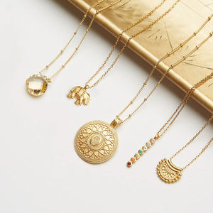 Gemnel फैशन आभूषण 925 चांदी हाथी शक्ति लटकन लंबी श्रृंखला हार सोना मढ़वाया - Product Image 2