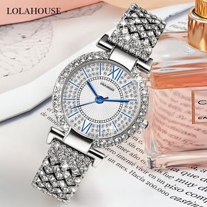 Reloj <span class=keywords><strong>de</strong></span> Cuarzo Elegante para Mujer <span class=keywords><strong>LOLA</strong></span> HOUSE 2022, Diseño con Diamantes Completos, Correa <span class=keywords><strong>de</strong></span> Acero Inoxidable Sólido - Product Image 1